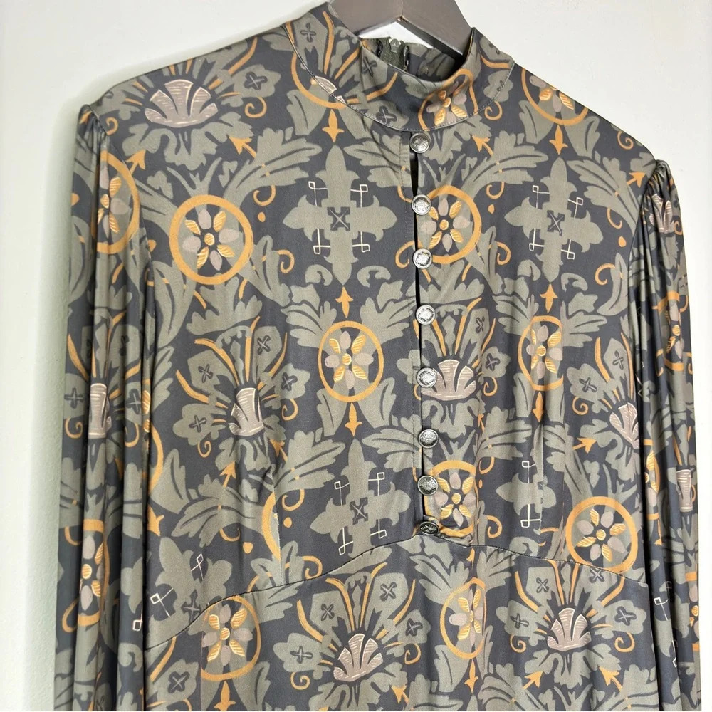 Laura Byrnes Hope Jahnstun Floral Pint Long Seleve Mock Neck Blouse Size 2X - Picture 2 of 10